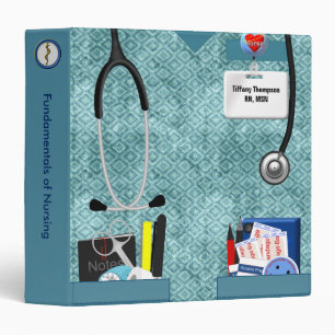 Personalized Nurse Pockets 1.5 Inch Teal Scrubs Binder