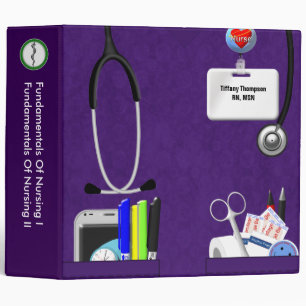 Personalized Nurse Pockets 2 Inch Dark Purple Binder