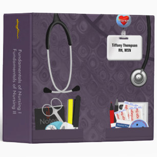 Personalized Nurse Pockets 2 Inch Purple Scrubs Binder