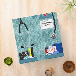 Personalized Nurse Pockets 2 Inch Teal Scrubs Binder