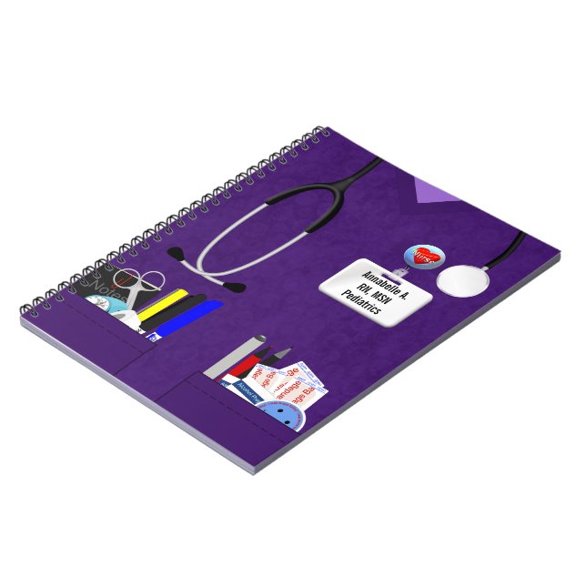 Personalized Nurse Pockets in Purple Notebook (Left Side)