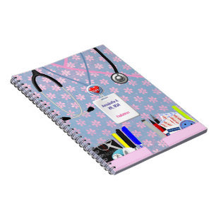 Personalized Nurse Pockets Pink & Lavender Notebook
