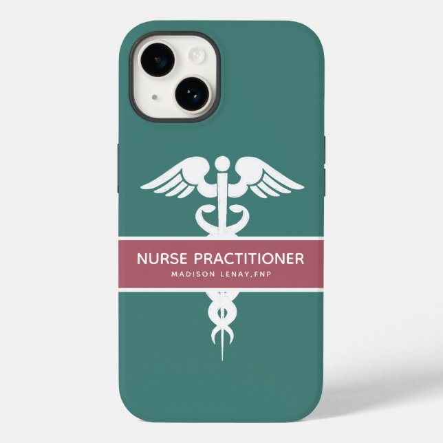 Personalized Nurse Practitioner Dark Teal Medical Case-Mate iPhone Case (Back)