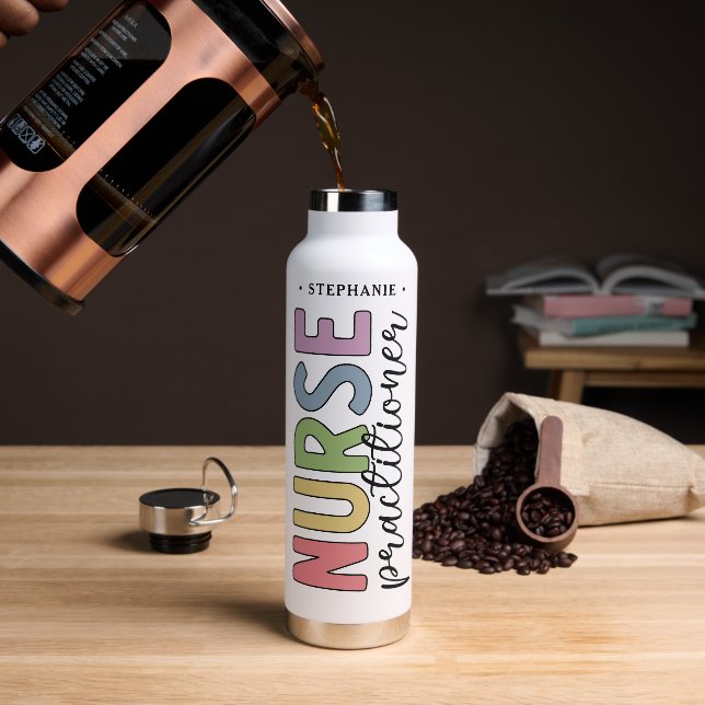 Personalized Nurse Practitioner NP Graduation Water Bottle (Coffee)