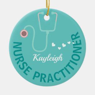 Personalized  Nurse Practitioner- stethoscope   Ceramic Ornament