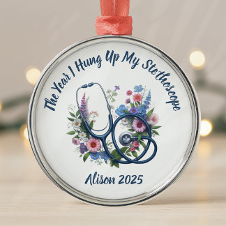 Personalized Nurse Retirement Metal Ornament