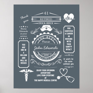 Personalized nurse Retirement Poster medical