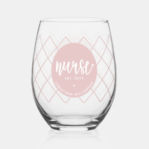Personalized Nurse RN graduation Elegant Stemless Wine Glass