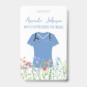 Personalized Nurse RN LPN NP Blue Scrubs Badge