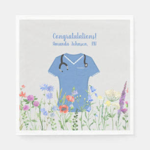 Personalized Nurse RN LPN NP Blue Scrubs Napkin
