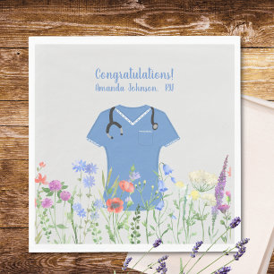 Personalized Nurse RN LPN NP Blue Scrubs Napkin