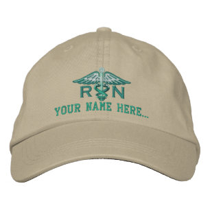 Personalized Nurse RN Your Text Medical Caduceus Embroidered Hat