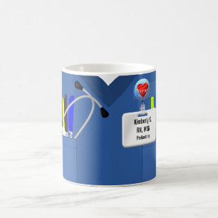 Personalized Nurse Scrubs in Blue Coffee Mug