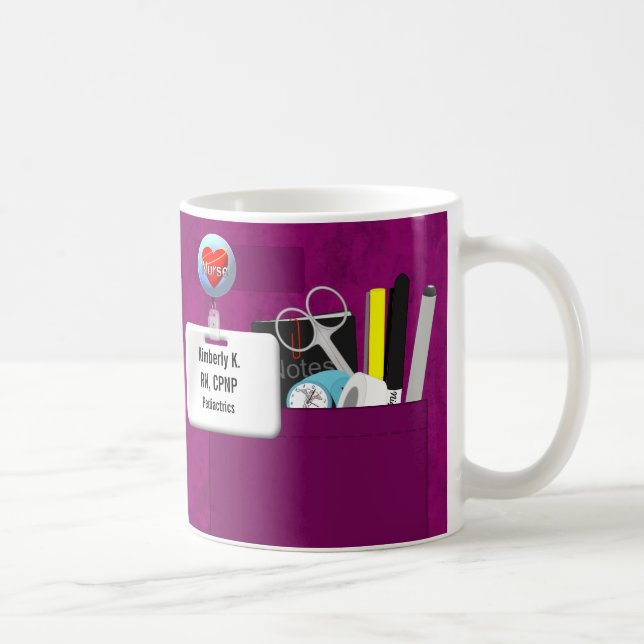 Personalized Nurse Scrubs in Hot Pink Coffee Mug (Right)