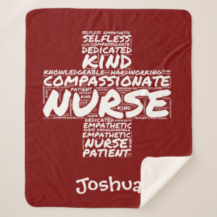 Personalized Nurse Word Art Gift for Nurses Week Sherpa Blanket