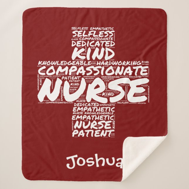 Personalized Nurse Word Art Gift for Nurses Week  Sherpa Blanket (Front)