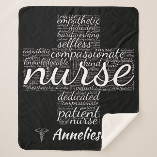 Personalized Nurse Word Cloud Gift for Nurses   Sherpa Blanket
