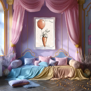 Personalized Nursery Art – Bunny with Red Balloon  Poster