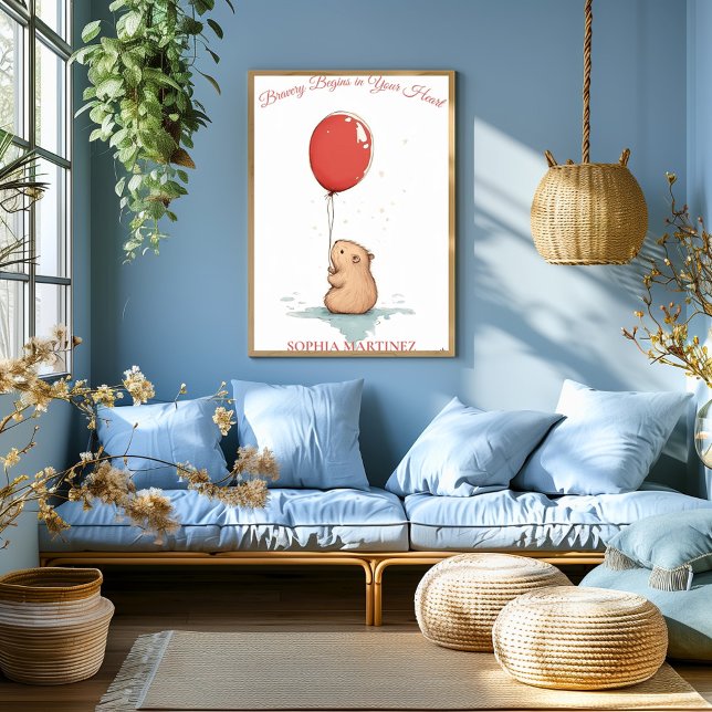 Personalized Nursery Art – Capybara & Red Balloon Poster (Creator Uploaded)