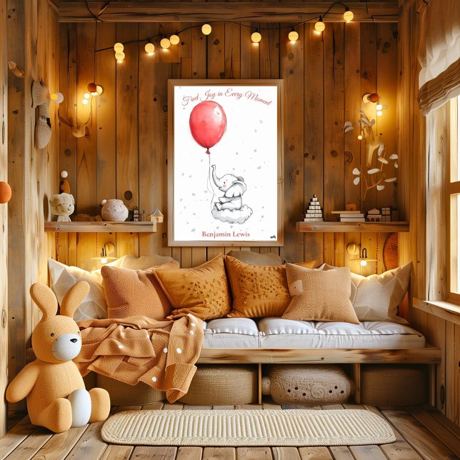 Personalized Nursery Art – Elephant on a Cloud Poster (Creator Uploaded)