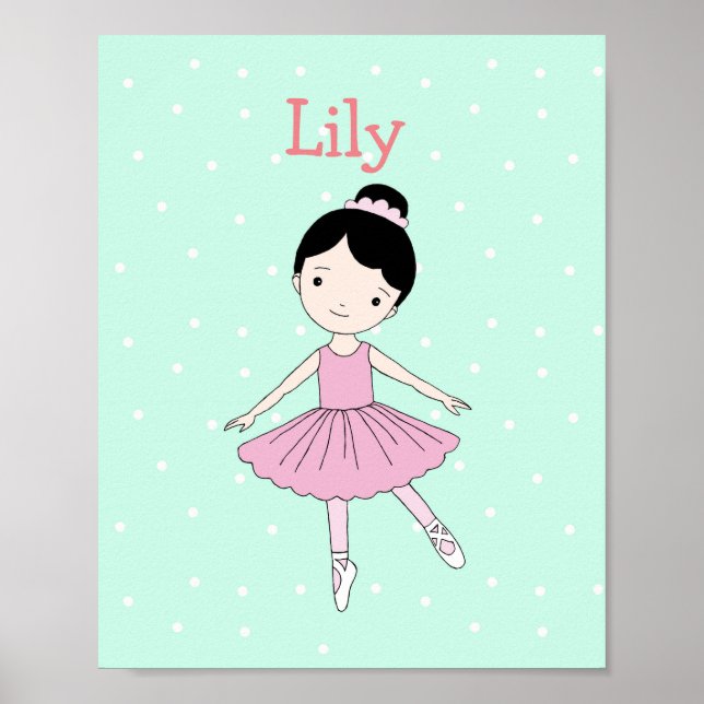 Personalized Nursery Art Print Ballerina Girl Art (Front)