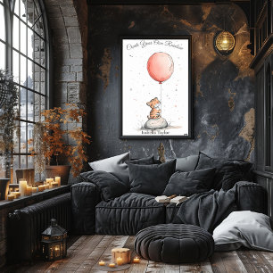 Personalized Nursery Art – Tiger Cub & Red Balloon Poster