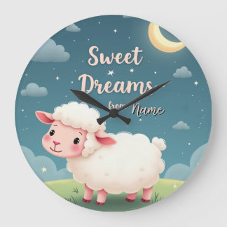 Personalized Nursery Clock – Sheep Grazing Night S