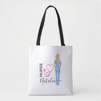 Personalized Nursery Heart Stethoscope Tote Bag