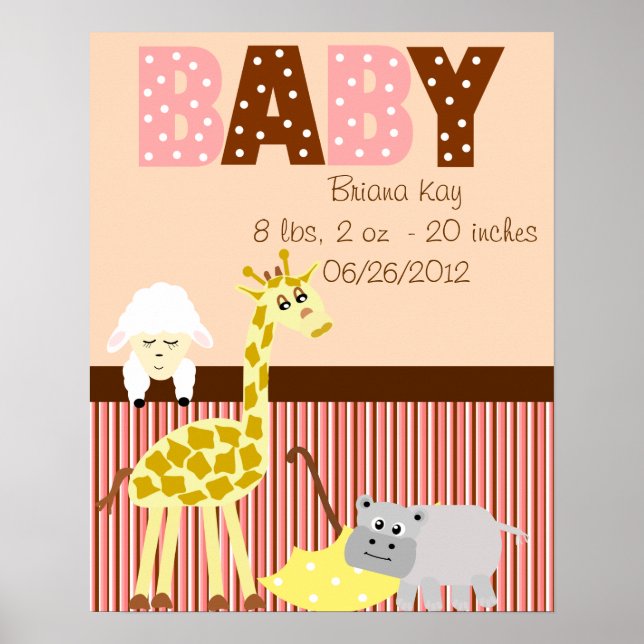 Personalized Nursery Stuffed Animals New Baby Poster (Front)