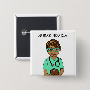 Personalized Nurse's Name Badge 2 Inch Square Button