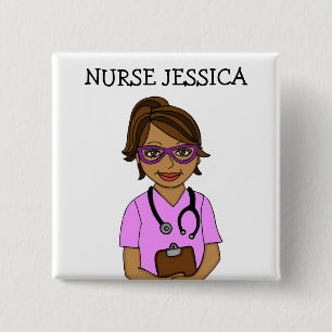 Personalized Nurse's Name Badge 2 Inch Square Button
