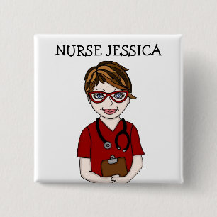 Personalized Nurse's Name Badge  2 Inch Square Button