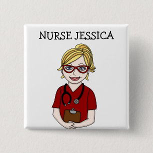 Personalized Nurse's Name Badge  2 Inch Square Button