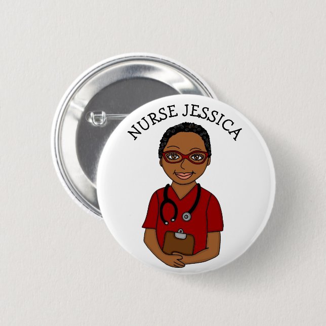 Personalized Nurse's Name Badge   Button (Front & Back)