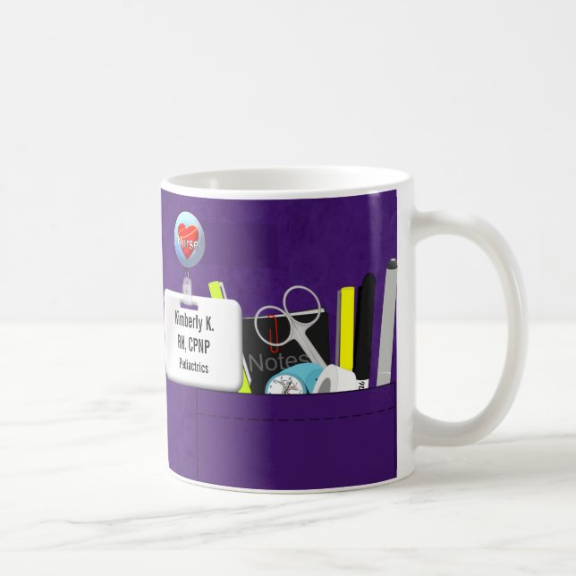 Personalized Nurse's Scrubs in Purple Coffee Mug (Right)