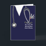 Personalized Nursing School Graduation Card<br><div class="desc">Creative nursing school graduation card featuring medical scrubs design. To personalize edit text to add name of your favourite nurse.</div>