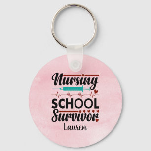 Personalized Nursing School Survivor Keychain