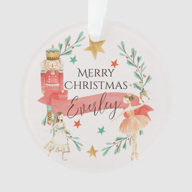 Personalized Nutcracker Acrylic Christmas Ornament (Front)