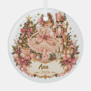 Personalized Nutcracker Ballerina Christmas Orname Glass Ornament