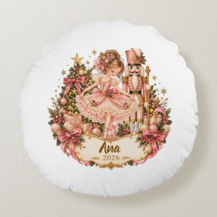 Personalized Nutcracker Ballerina Christmas Orname Round Pillow