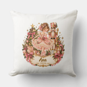 Personalized Nutcracker Ballerina Christmas Orname Throw Pillow