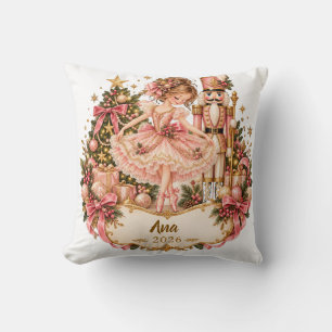 Personalized Nutcracker Ballerina Christmas Orname Throw Pillow