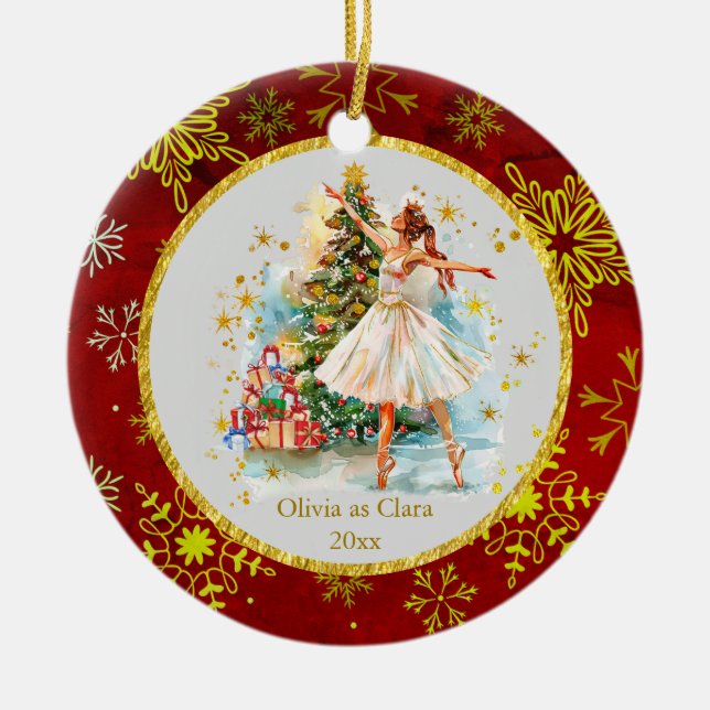 Personalized Nutcracker Ballet Christmas - Gift Ceramic Ornament (Front)