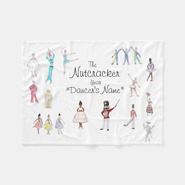 Personalized Nutcracker Ballet Fleece Blanket (Front (Horizontal))