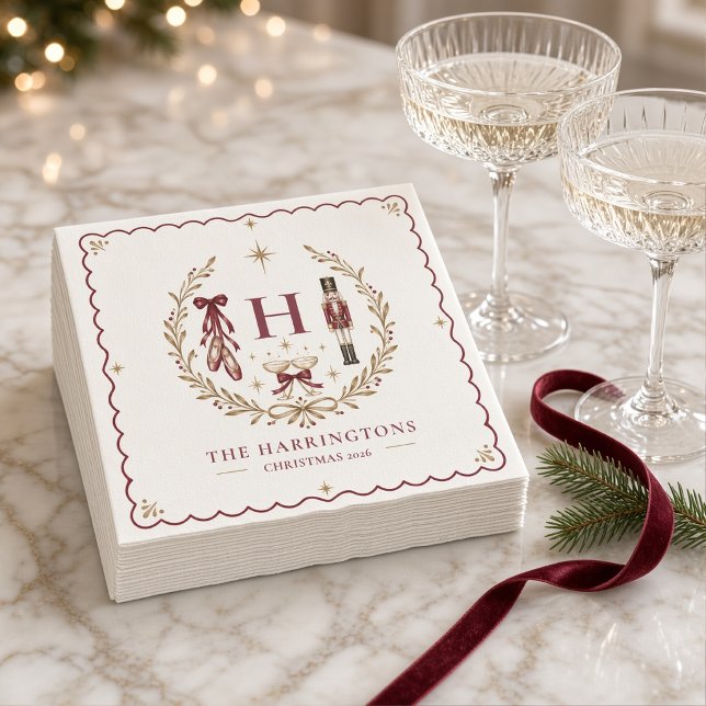 Personalized Nutcracker Ballet Monogram Christmas  Napkin (Creator Uploaded)