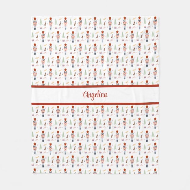 Personalized Nutcracker Ballet Music Holiday Fleece Blanket (Front)