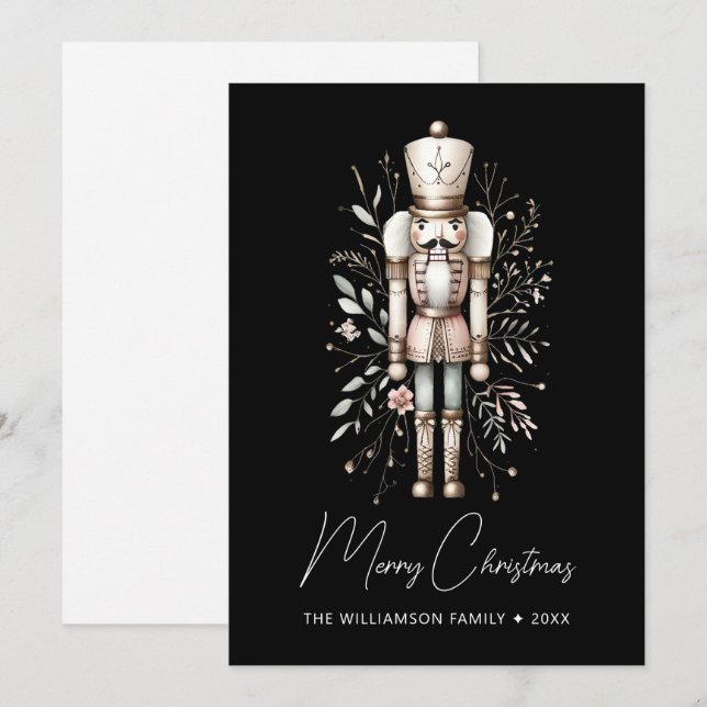 Personalized Nutcracker Christmas Card Dark (Front/Back)