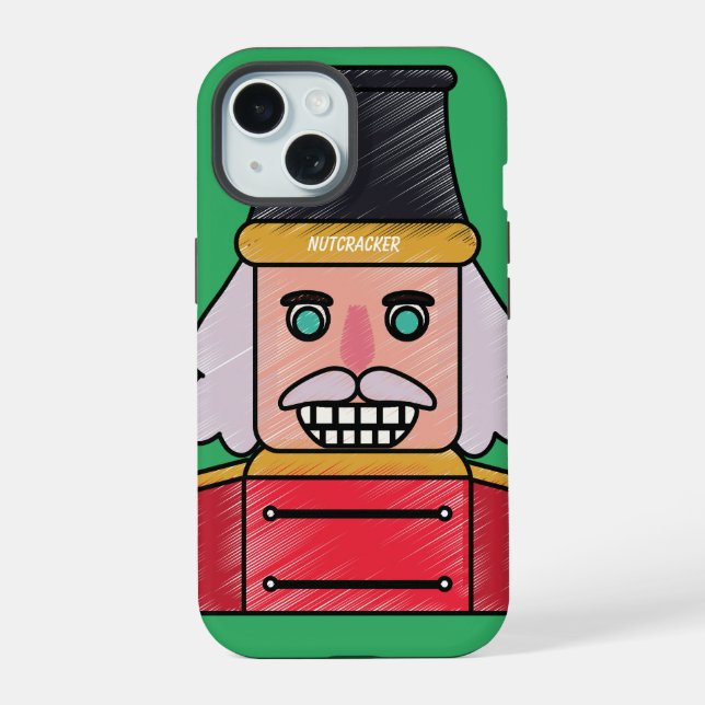 Personalized nutcracker funny hand drawn cartoon iPhone 15 case (Back)