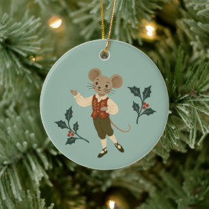 Personalized Nutcracker Mouse Ballet Christmas Ceramic Ornament