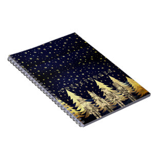Personalized Nutcracker Night Gold Christmas Tree Notebook
